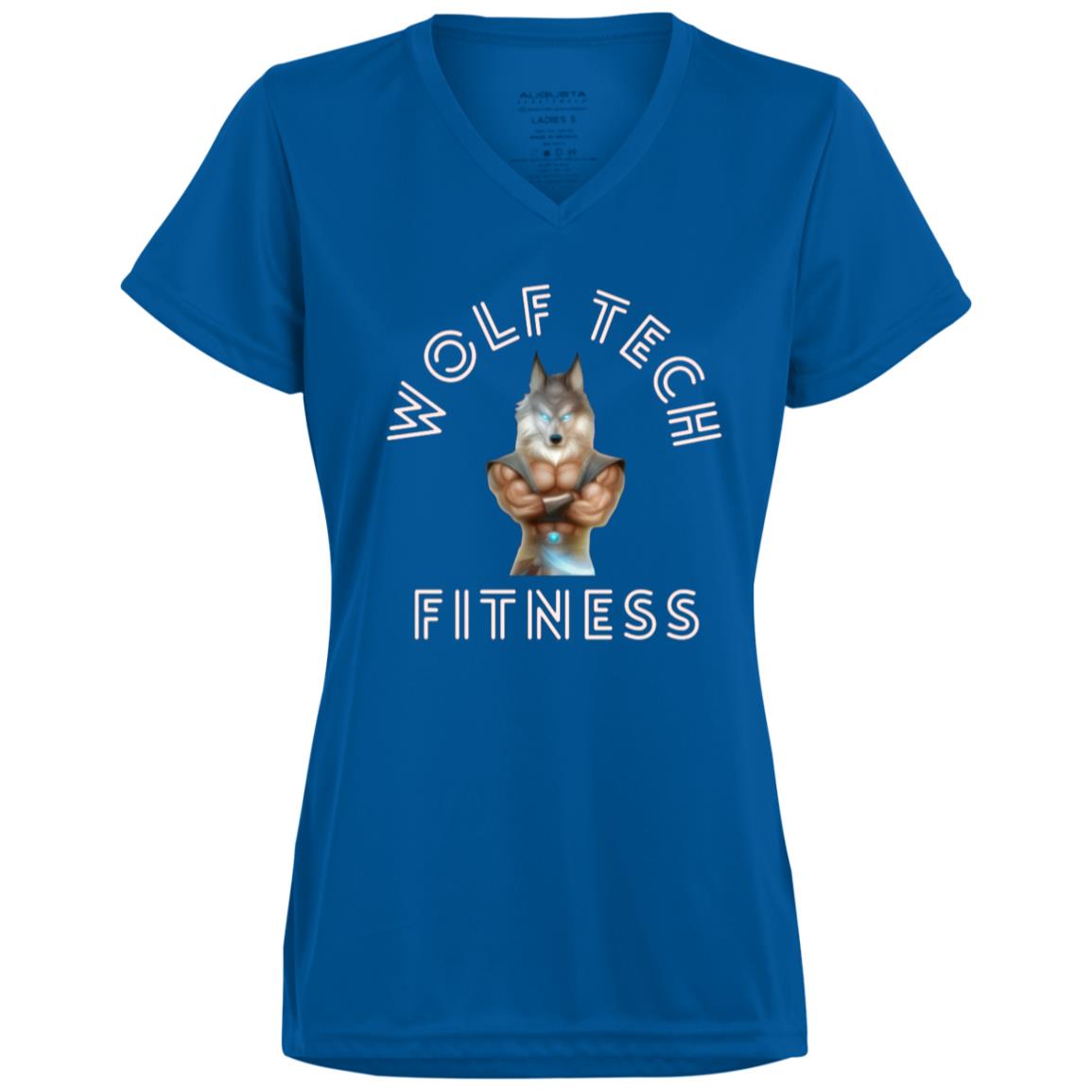 Wolf Tech Fitness Ladies’ Moisture-Wicking V-Neck Tee Front Logo (1790)