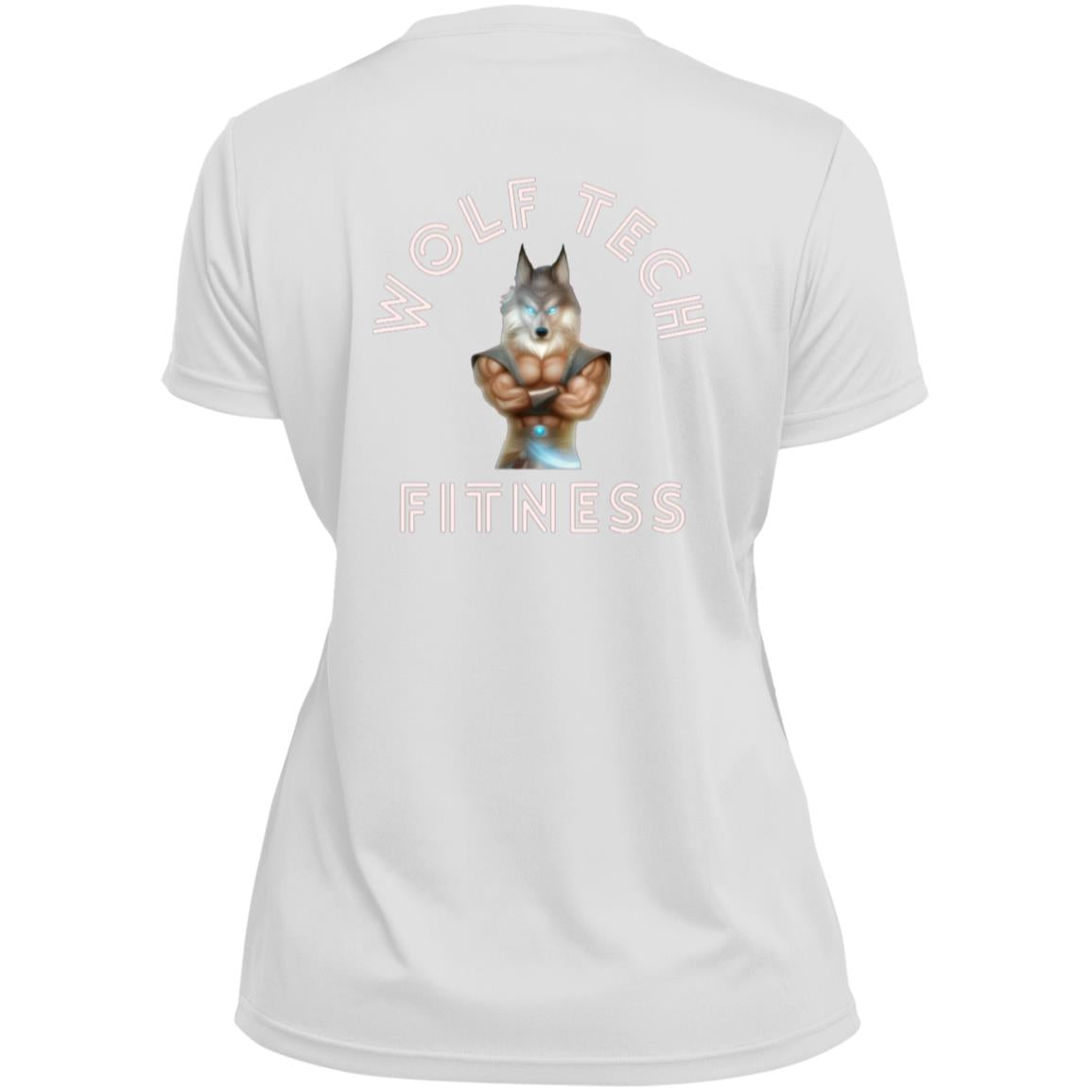 Wolf Tech Fitness Ladies’ Moisture-Wicking V-Neck Tee Back Logo (1790)