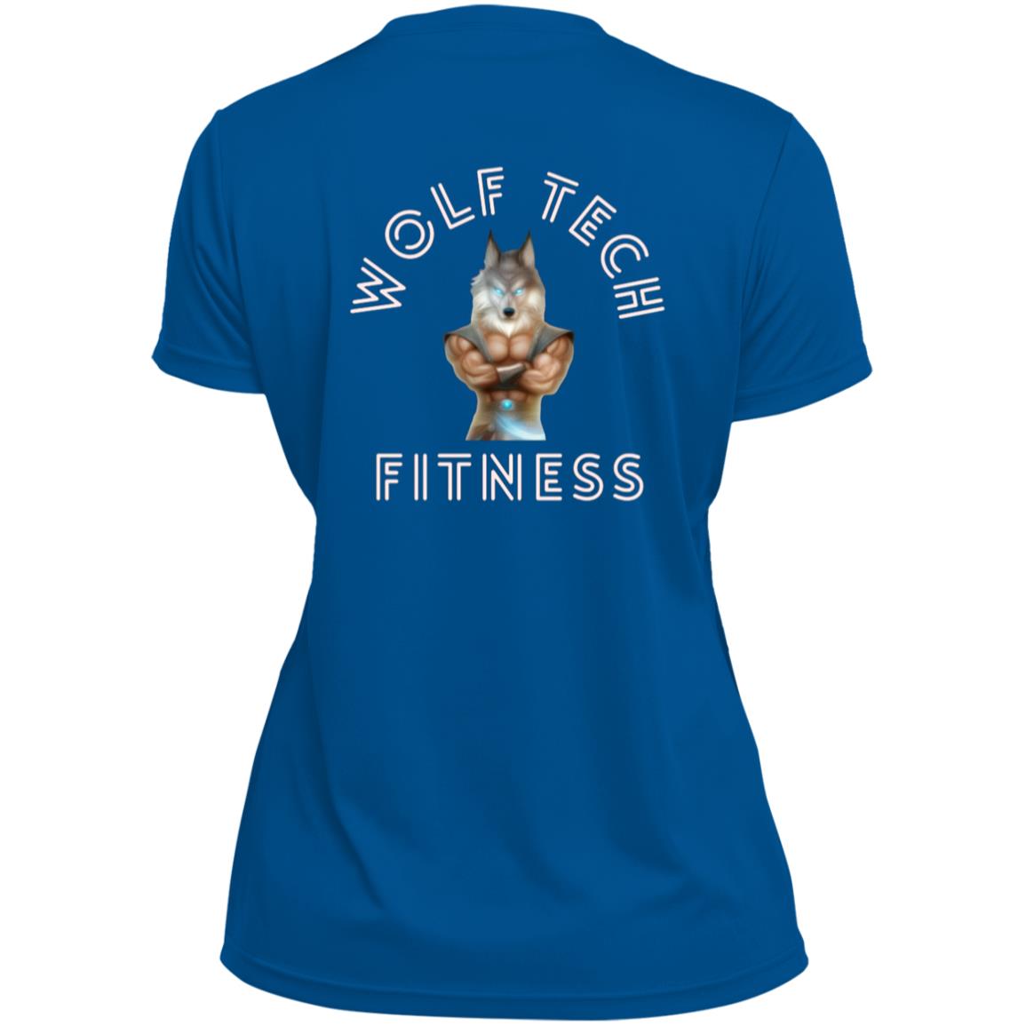 Wolf Tech Fitness Ladies’ Moisture-Wicking V-Neck Tee Back Logo (1790)