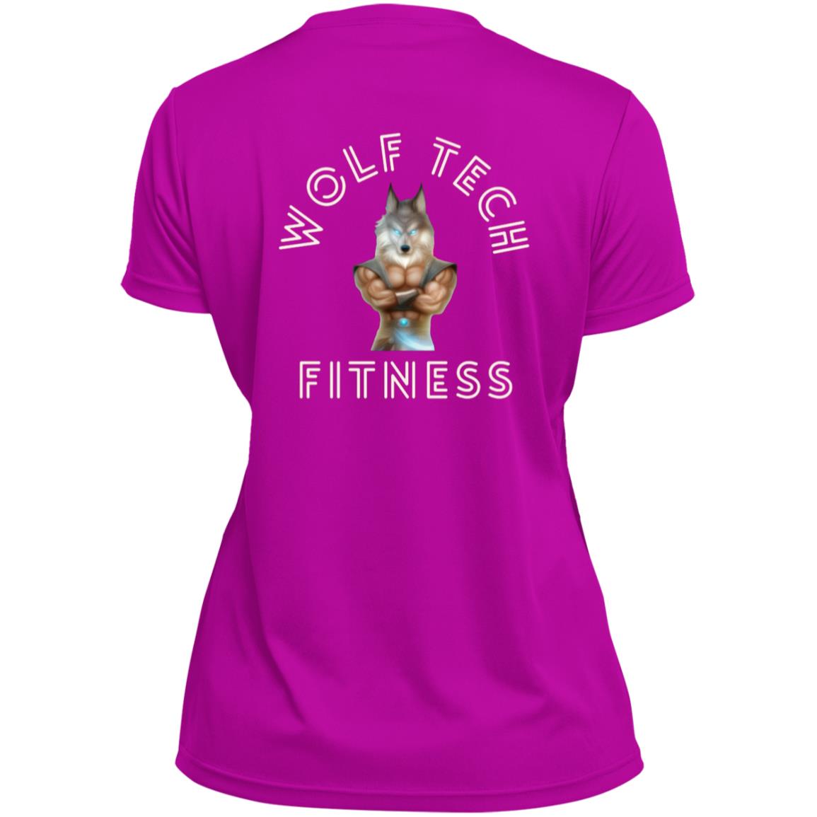 Wolf Tech Fitness Ladies’ Moisture-Wicking V-Neck Tee Back Logo (1790)