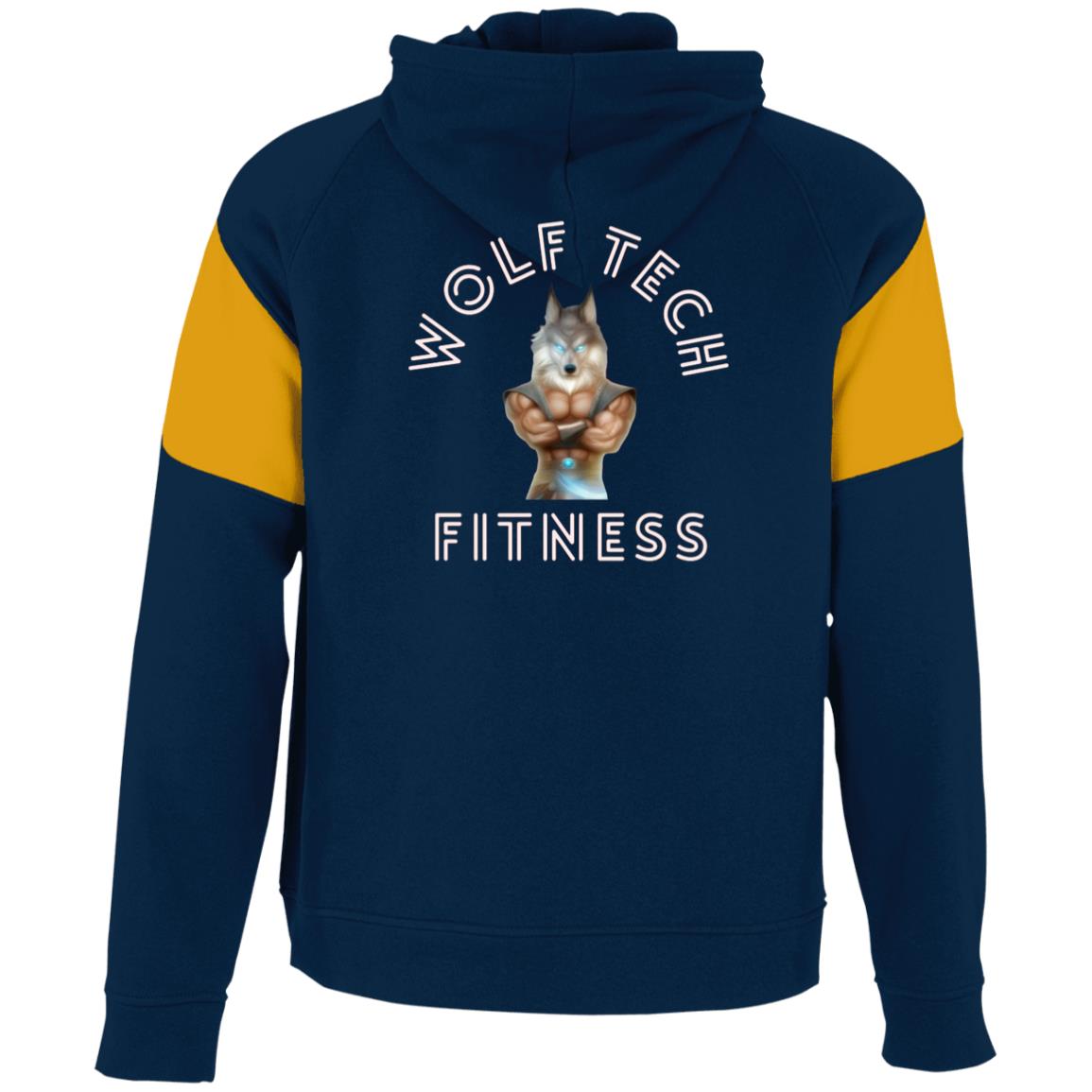 Wolf Tech Fitness Men's Athletic Colorblock Fleece Hoodie Back Logo (229546)