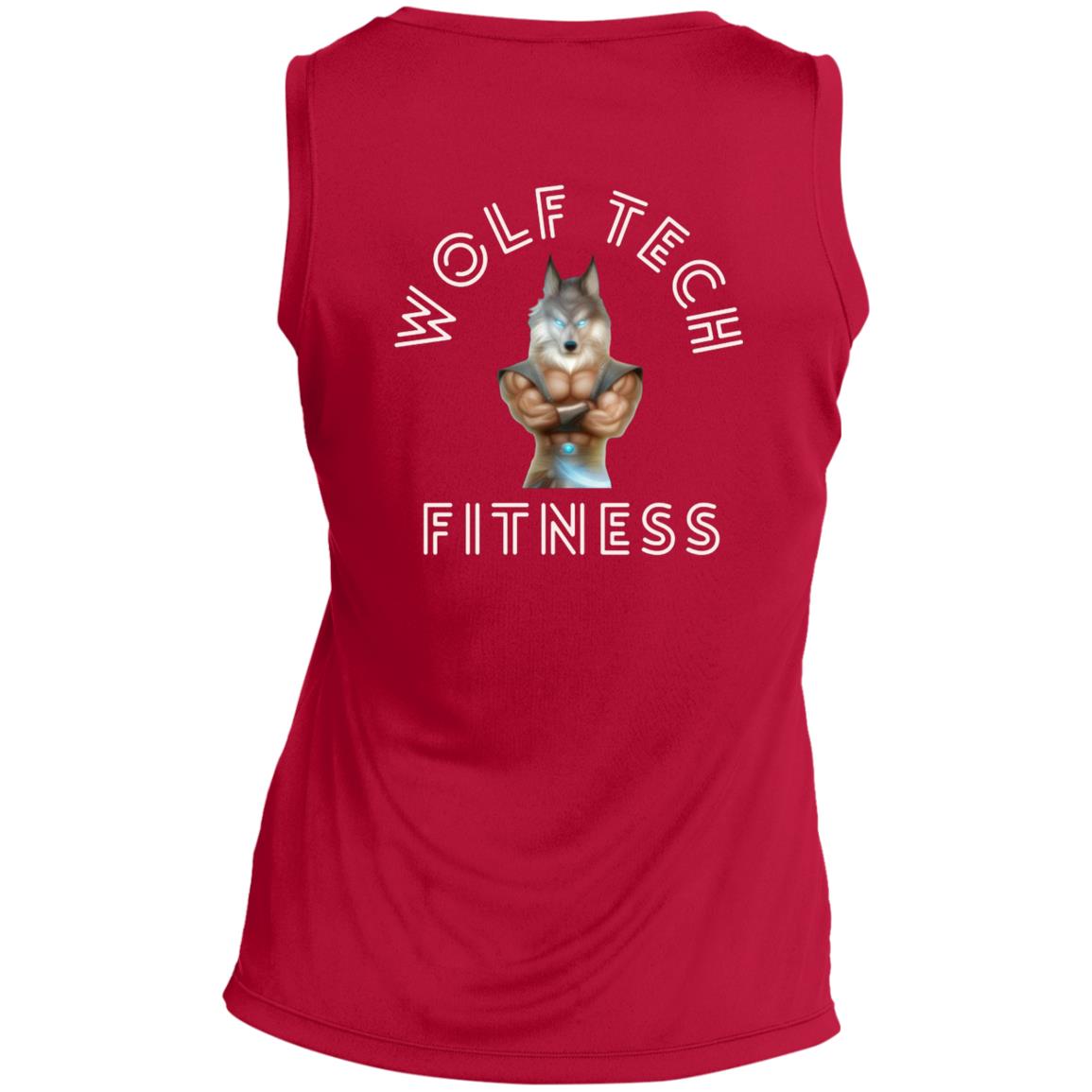 Wolf Tech Fitness Ladies' Sleeveless V-Neck Performance Tee Back Logo (LST352)