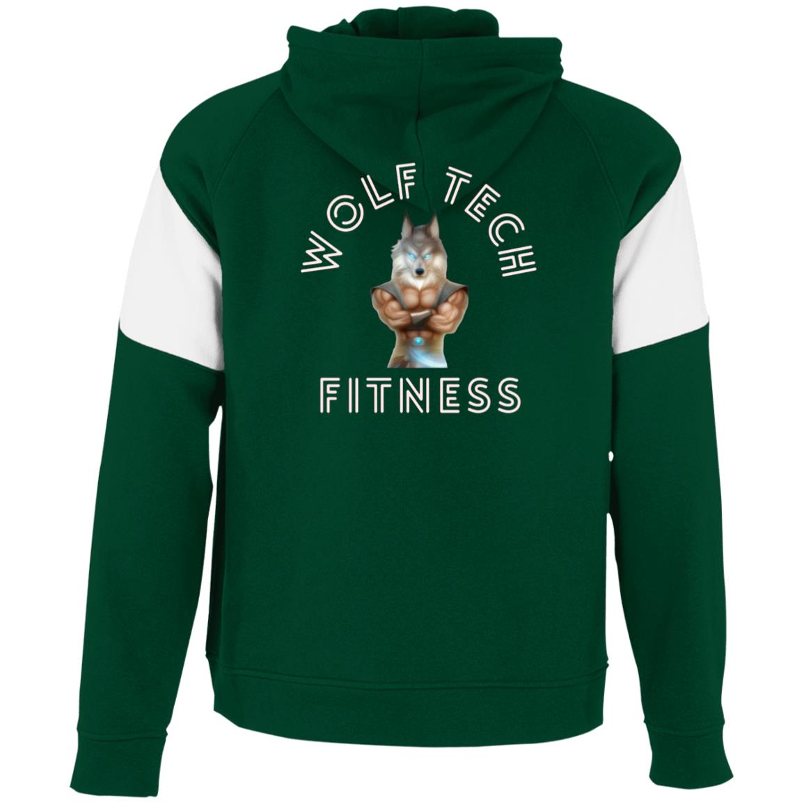 Wolf Tech Fitness Men's Athletic Colorblock Fleece Hoodie Back Logo (229546)