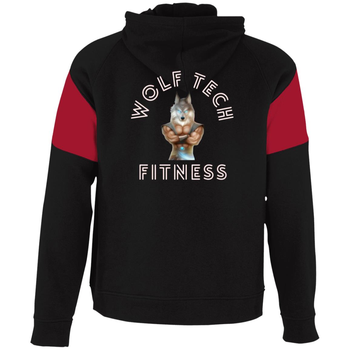 Wolf Tech Fitness Men's Athletic Colorblock Fleece Hoodie Back Logo (229546)