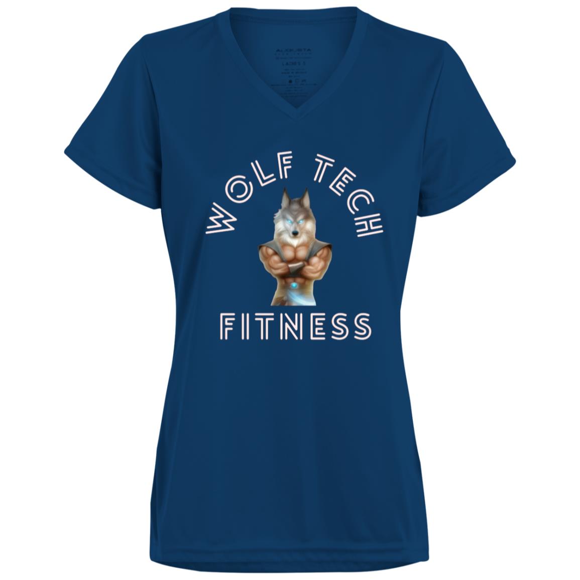 Wolf Tech Fitness Ladies’ Moisture-Wicking V-Neck Tee Front Logo (1790)